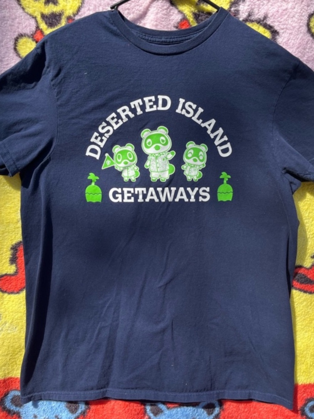 Nintendo Animal Crossing Deserted Island Getaways Tee Navy Blue Large